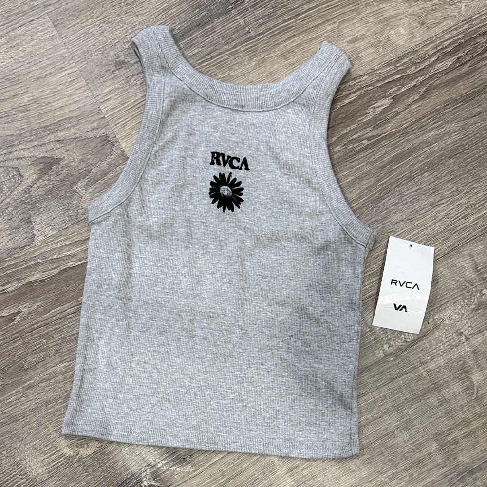 RVCA Heather Gray Tank with Black Graphic